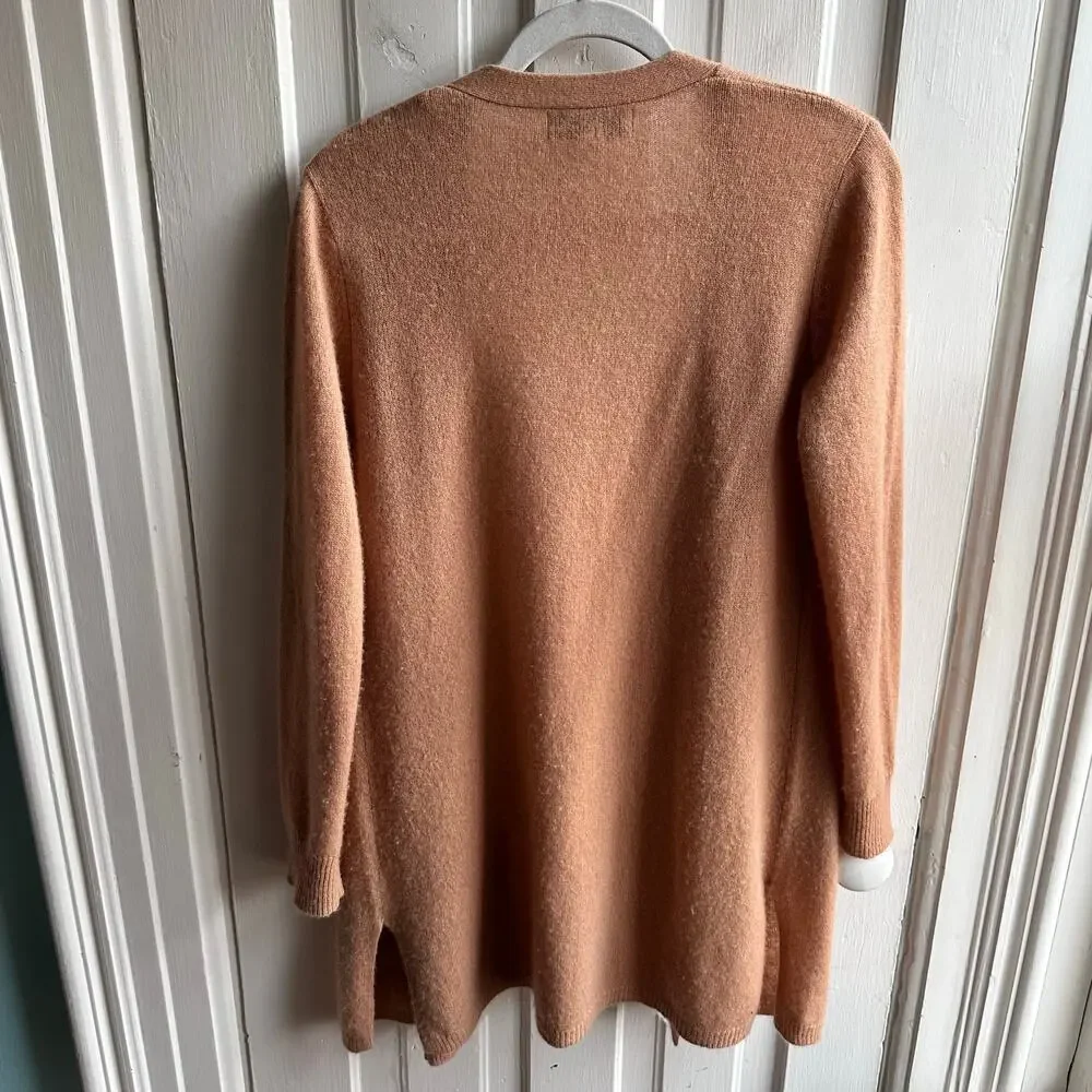 Magaschoni Open Front Cardigan Sweater Camel Tan Women’s Size Small